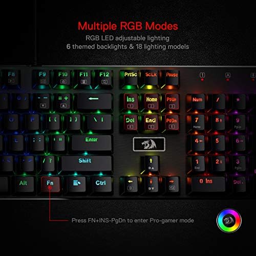 Жичен ръчна Детска Клавиатура Redragon K556 led RGB, Алуминий база, Модернизирана гнездо на 104 клавиша, Линеен Безшумен Червен