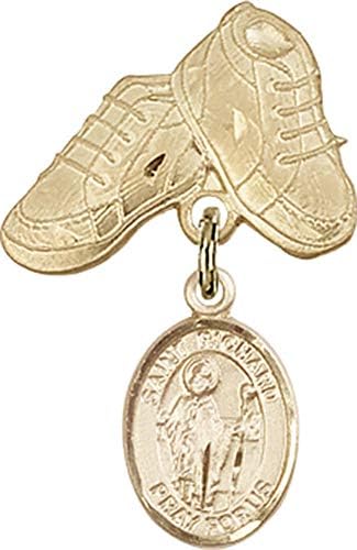 Детски икона Jewels Мания за талисман на Свети Ричард и игла за детски сапожек | Детски иконата със златен пълнеж с талисман Свети