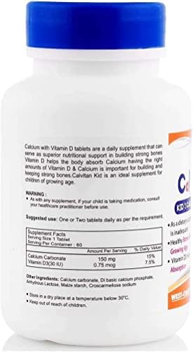 CROW HealthVit Кальвитан-Детски калций за деца, витамин D3 - 60 таблетки (опаковка от 2 броя)