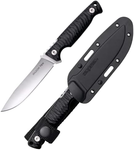Cold Steel 4' RAZORTEK / 4-инчов нож / Дебелина 3 мм / Стомана 4116SS С сатинировкой / Черна ръкохватка GFN / Безопасни сабя EX™