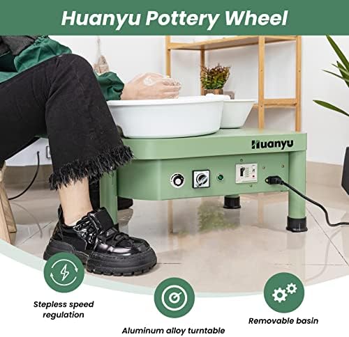 Грънчарско кръг Huanyu, Керамични машина 9-13/16с ръчно включване, Електрическа грънчарска Машина с подвижна мивка за грънчарска
