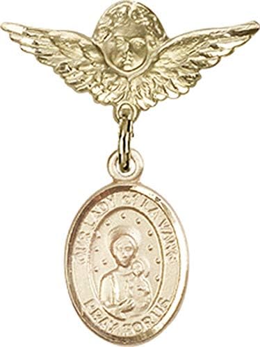 Иконата на детето Jewels Мания за талисман на Дева мария ла Ван и икона на Ангел с крила | Икона детето си от 14-каратово злато