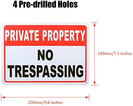Алуминиев предупредителен знак Abuff Private Property, 10 бр., алуминиев предупредителен знак изземат - 10 x 7 .04 - За употреба
