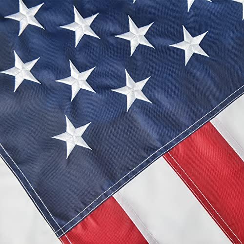Американски флаг 3x5 метра на открито, Направени в САЩ със Силни Ветрове, Найлонов флаг на САЩ с Бродирани Звездите, Месингови