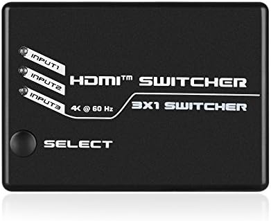 TNP 3 Порта 3 в 1 изход HDMI Превключвател с дистанционно управление Поддържа 4K 60Hz, HDR, HDCP 2.2, Ultra HD UHD 4Kx2K @ 50/60