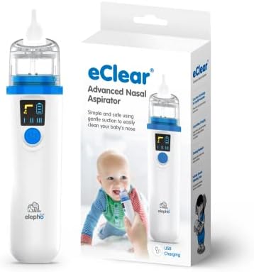 Подобрен детски назален аспиратор Elepho eClear. Лесен за използване благодарение на технология за защита от преливане. Няколко