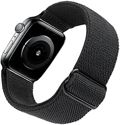 Еластичен ремък за часа Arae [черен] + калъф за часа [2] Съвместим с Apple Watch Серия 6 5 4 SE 44 мм, защитен слой от закалено