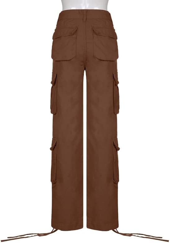 NCXFTP, Дамски Панталони-карго с висока Талия, Широки Панталони-Карго за жени, Прави Широки панталони-Парашут с множество джобове,