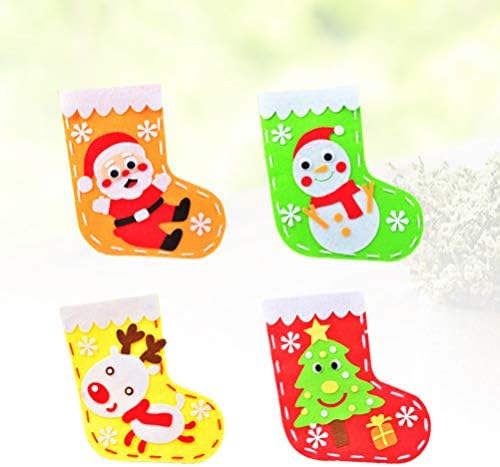 NUOBESTY Червени Чорапи 4 бр. Комплекти Коледни Чорапи Фетровая Апликация на Материали Направи си Сам Коледни Чорапи за Украса на