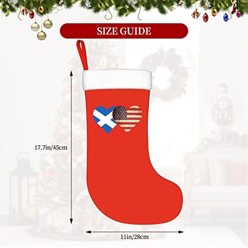 Cutedwarf Флаг на Шотландия и Американски Флаг Коледен Отглеждане на Коледна Украса Класически 18 Инча Окачен Чорап за Камина