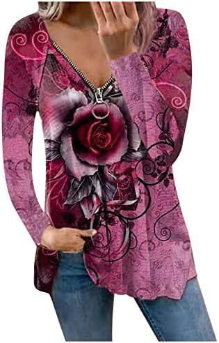 Дамски свитшоты с графичен принтом Розов цвят, Дамски Hoody с дълъг ръкав, Модни Върхове-Пуловери с цветен Блок и Графичен принтом
