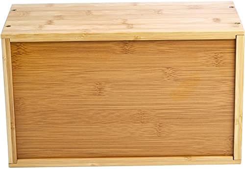 DEAYOU Bamboo Storage Bin, Бамбук Кутия За съхранение, Органайзер, Кубичен Контейнер, Натурален Дълбоко Титуляр за Кошница с дръжка