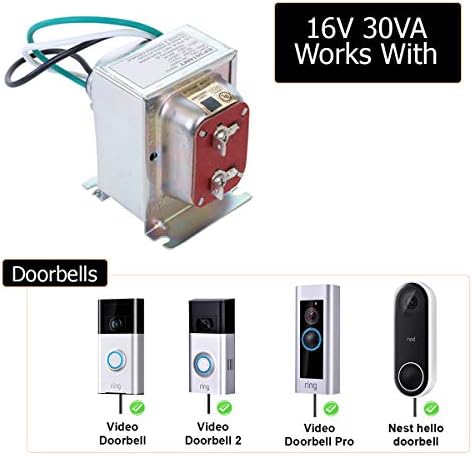 Трансформатор на Крилото на разговора Endurance Pro 16V 30VA, Съвместим с Ring Video Doorbell Pro, Кабелен звънец, Вратата, Видеодомофоном