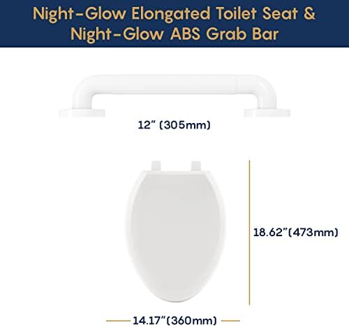 evekare Blue Night Glow Удължавам Седалка за тоалетна и калъф в комплект с поручнем от ABS-пластмаса за баня, 12 инча | Поставка