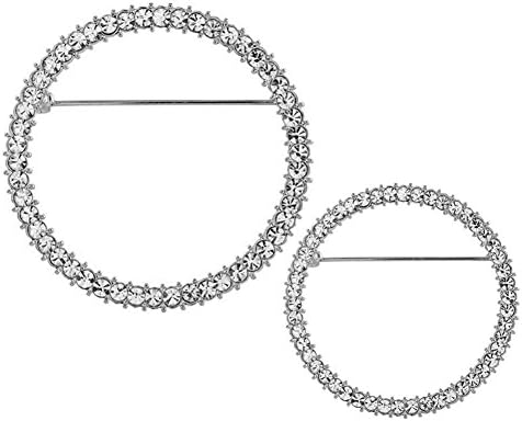 Joyci 2 бр. Кръгла Брошка, Изцяло Украсена със Скъпоценни Камъни, Клечки За Кардигана, Шалове, Модерен Пуловер, Шалове, Жени С Лацканом,