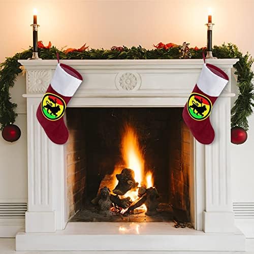 Лъв в Ямайка Коледен Отглеждане Окачени Чорапи с Принтом Коледно Дърво Украса за Камината