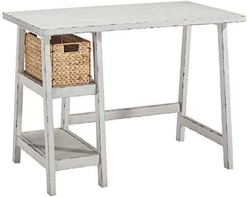 Корпоративна дизайн Ашли Mirimyn, малка маса за домашен офис в фермерска къща с кошница, античен бял