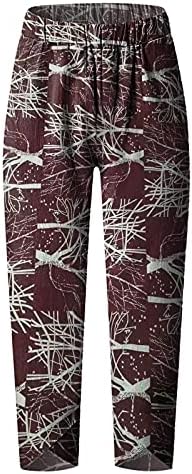 Модни Дамски панталони AIHOU 2023, Дамски Ежедневни Леки Панталони капри, Широки Панталони с джобове, Ленени Панталони Свободно
