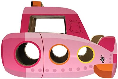 Стъргало за котки Krazy Cat Rider Pink Подводница 3D XL. Забавен цветен дизайн с Много Изрязани дупки. Изработен от устойчив Рециклирана
