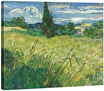 Wieco Art Съвременната Абстрактна Печат върху платно стил Giclee, Стенно изкуство, Зелено поле 1889 г., Ван Гог, Репродукции на